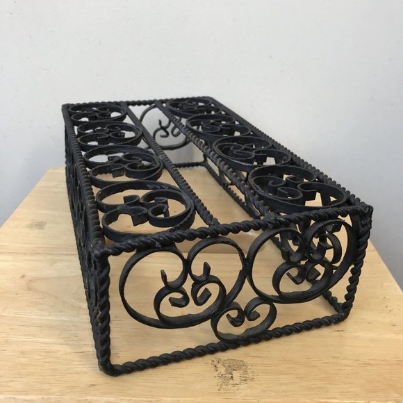 Cast Iron Ornate Rustic Primitive Tissue Box Napkin Holder Cover Farmhouse Decor - Picture 5 of 11